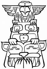 Totem Pole Coloring Pages Drawing Poles Print Totems Printable Native Kids American Designs Easy Clip Clipart Outline Colouring Cliparts Tiki sketch template