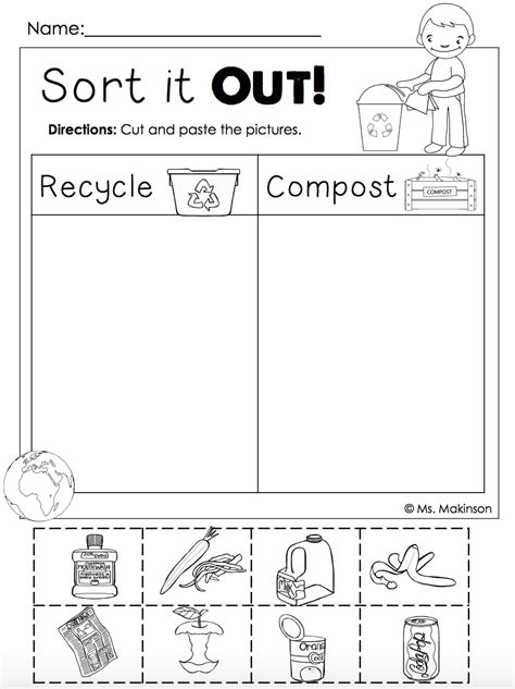 earth day printables recycling  compost cut  paste