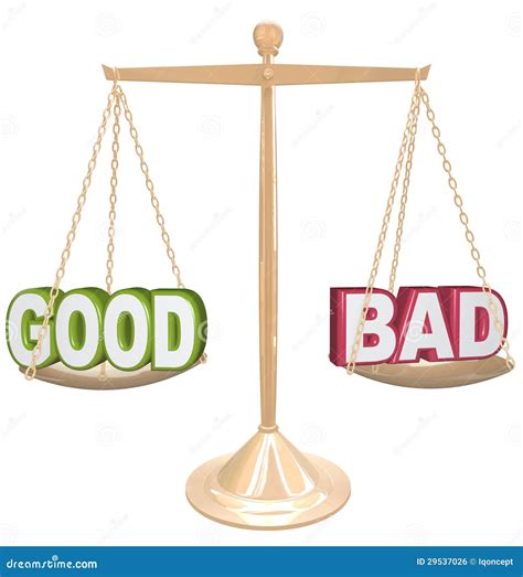 good  bad words  scale weighing positives  negatives stock illustration illustration