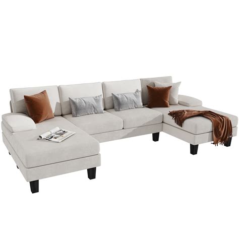 homall modern  shape sectional sofa chenille fabric modular couch