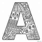 Mandalas Malvorlagen Buchstaben Abecedario Alfabeto Zentangle Animales Dibujo Burbujas Schrift sketch template