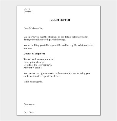 write  claim letter examples  templates