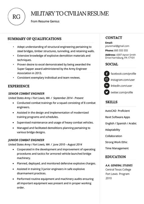 write  military  civilian resume resume examples resume