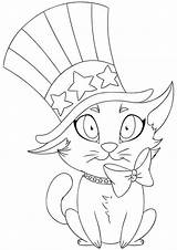 July Coloring 4th Pages Printable Cute Color Sheets Independence Th Kids Cat Cartoon Print Flag Kittens Celebrationjoy sketch template