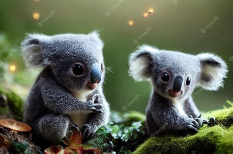 premium ai image baby koalas   forest digital illustration ideal