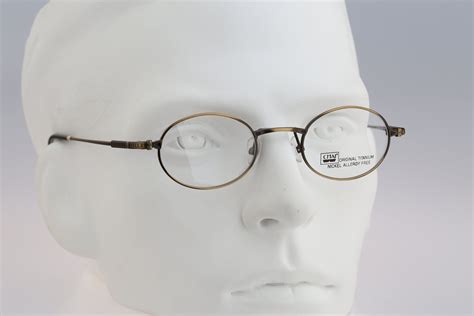 vintage oval eyeglasses 532 col 6 90s unisex titanium small oval