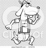 Oktoberfest Dachshund Lederhosen Skinny Wearing German Running Dog Illustration Cartoon Right Lineart Outline Royalty Clipart Vector Thoman Cory sketch template
