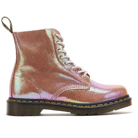 dr martens leather dr martens  pascal iridescent texture womens pink boots lyst