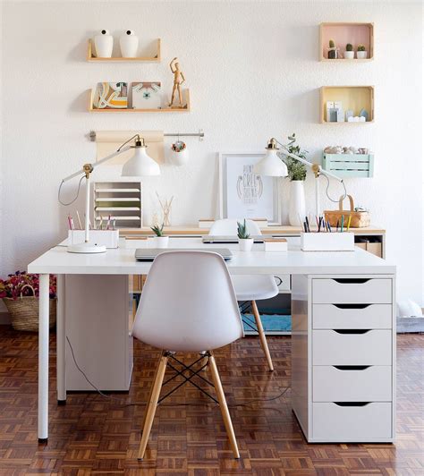 white contemporary home fice design  ikea desk chair  home office design home office