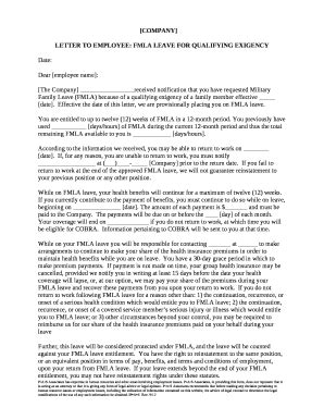 sample fmla letter  employee  template pdffiller