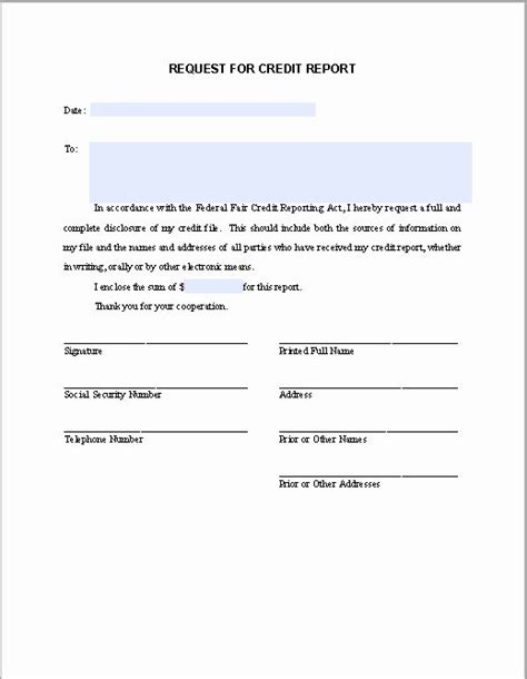 credit report authorization form template inspirational request letter