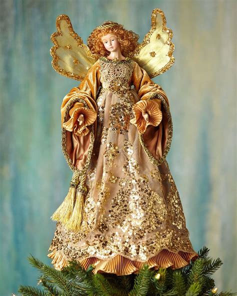 horchow katherines collection golden angel christmas tree topper