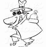 Sneaky Spy Cartoon Coloring Pages Bomb Carrying Ron Leishman Vector Outlined Behind His Color sketch template