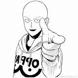 Punch Coloring Saitama Lineart Xcolorings 1020px sketch template