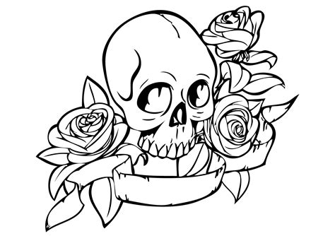 skull  roses coloring pages  getcoloringscom  printable