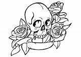 Skull Coloring Pages Roses Skulls Flowers Rose Sugar Drawing Easy Cool Skeleton Outline Printable Crosses Print Drawings Calavera Flames Deer sketch template