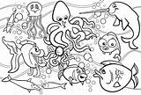 Coloring Life Group Animals Sea Stock Depositphotos Vector Illustration Izakowski sketch template