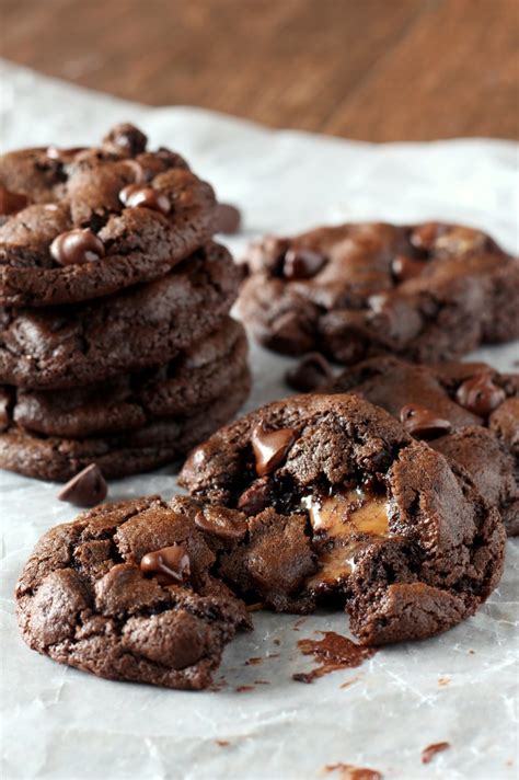 caramel stuffed double chocolate chip cookies chocolate  grace