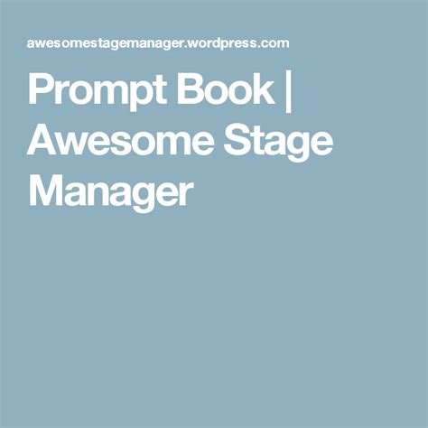 prompt book awesome stage manager stage manager prompts good books