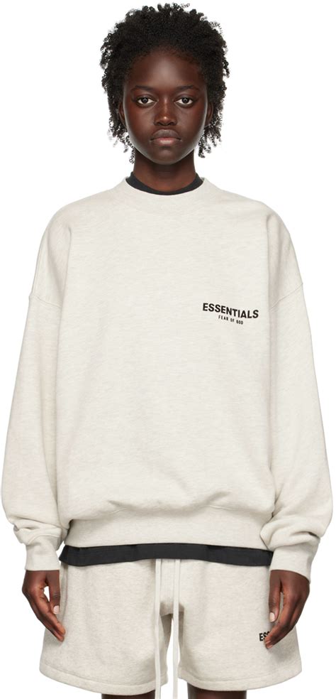 essentials  white crewneck sweatshirt ssense