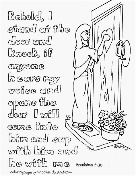 coloring pages  kids   adron  stand   door  knock