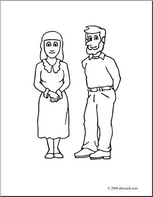 clip art people woman  man coloring page abcteach