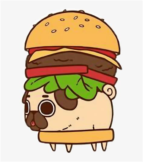 png  stock cute kawaii pug chibi food hamburger puglie burger