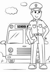 Driver Bus Coloring School Pages Clipart Drawing Colouring Printable Community Helpers Thank Professions Help Categories sketch template