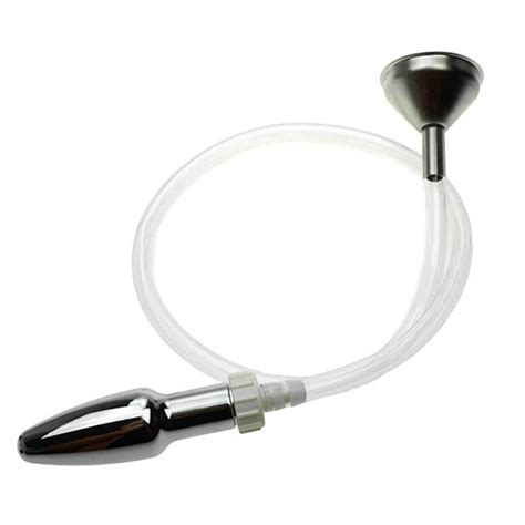 Stainless Steel Ass Funnel With Hollow Anal Butt Plug Enema Anal