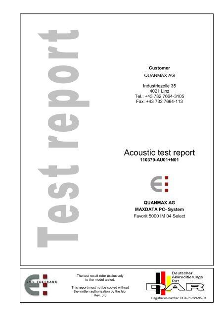 acoustic noise test report maxdata