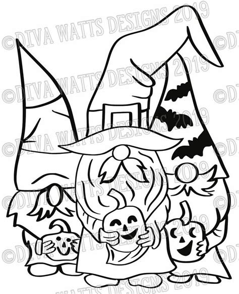pin  pepsigirl  cricut gnome coloring pages fall halloween