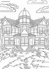 Printable Ausmalbilder Mansion Colouring Ausmalen Erwachsene Favoreads Dibujar Grafiken Lässig Dover Scenes Tableau Brian sketch template