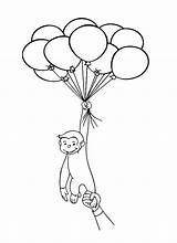 Coloring Balloon Pages Curious George Kids sketch template