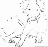 Dot Dog Dots Connect Kids Cute Sitting Printable Coloring Template sketch template