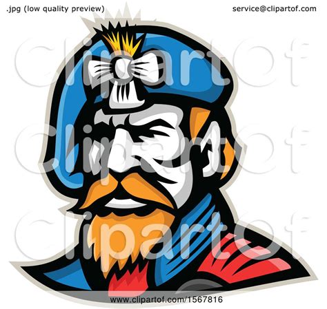 clipart   retro jacobite highlander mascot wearing  beret royalty