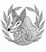 Renard Difficile Adulti Foxes Adults Volpi Zorros Stampare Feuilles Justcolor Renards Zorro Antistress Magnifique Coloriages Volpe Adultos Couronne Foglie Autunno sketch template