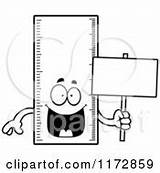 Ruler Mascot Cartoon Coloring Clipart Happy Holding Sign Vector Outlined Thoman Cory Waving sketch template