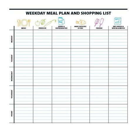 printable meal plan template    weekly meal planning