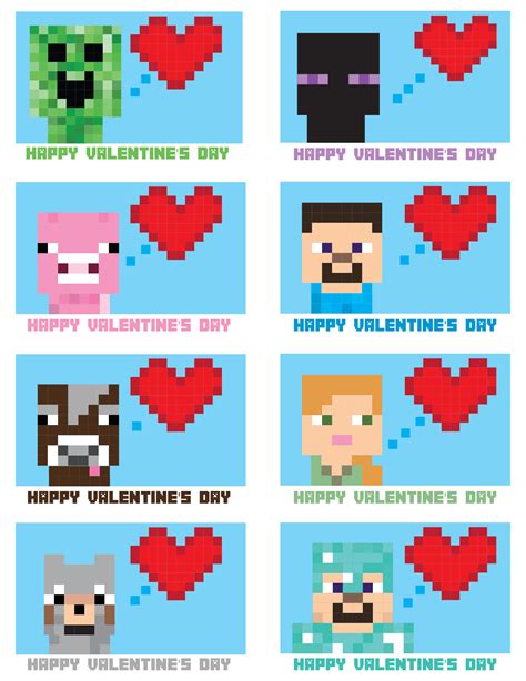 printable minecraft valentine cards     printablee