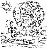 Coloring Tree Apple Pages Orchard Fruit Girl Drawing Little Printable Happy Kids Getcolorings Apples Color Getdrawings Colori sketch template