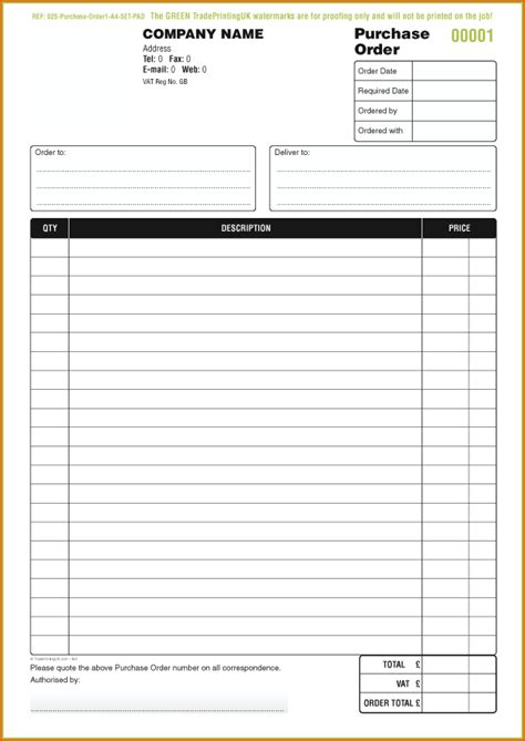 printable purchase order template business psd excel word