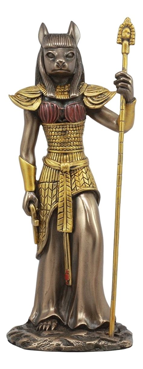 ebros egyptian goddess bastet cat with spear statue 11 h ubasti