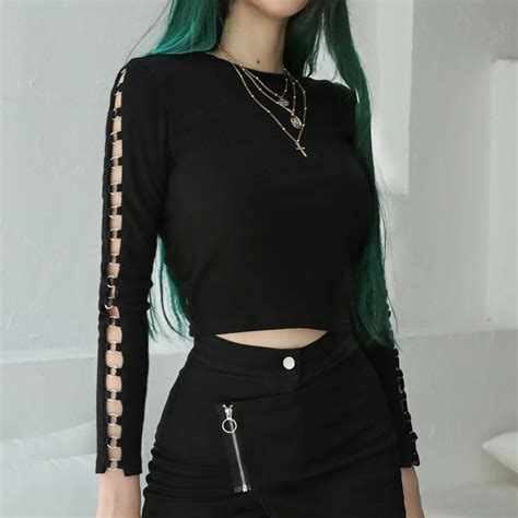 sexy punk rock sleeve rings girl s top the black ravens