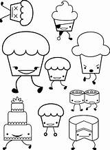 Cupcake Bolinhos Doces Colorear Qdb sketch template