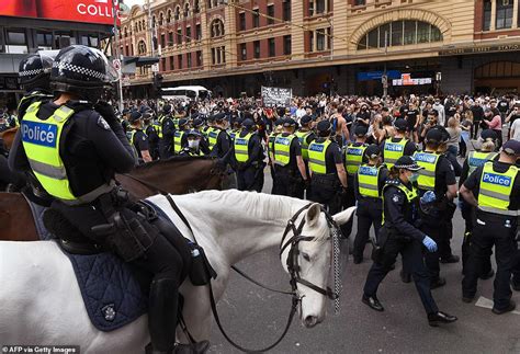 Melbourne Anti Lockdown Rally Thousands Flood Cbd As 218 Arrested And