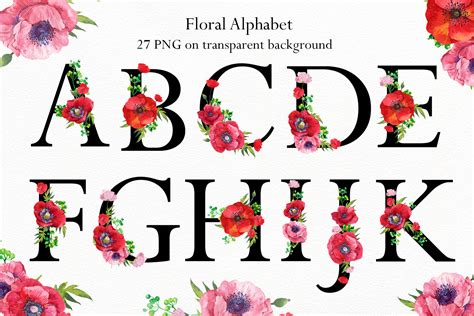 daisy flower alphabet watercolor floral alphabet letter  chamomile