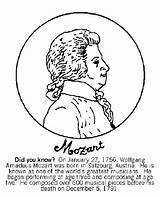 Mozart Amadeus Wolfgang Composer Crayola sketch template