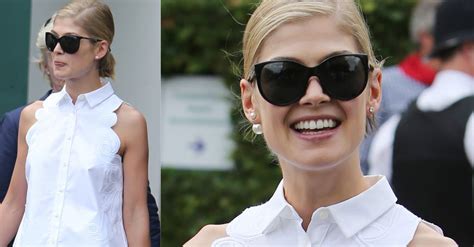 Rosamund Pike Is A Head Turner In White Dress And Shoes At