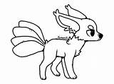 Kitsune Friendly Lineart Tailed sketch template