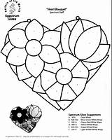 Glass Heart Stained Bouquet Patterns sketch template